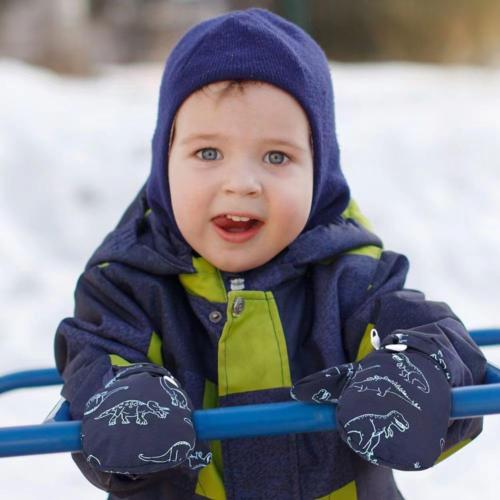 INOGIH Toddler Winter Warm Waterproof Mittens Outdoor Lined-Fleece Snow-Gloves for 2-8 Years Old