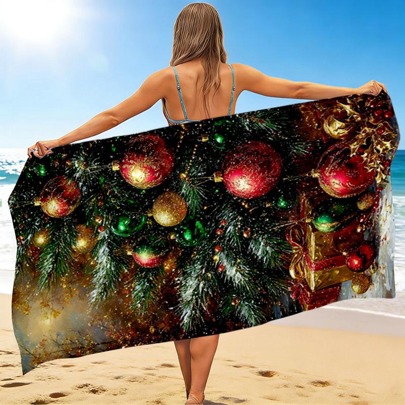 1Pc Christmas Tree Decorations Beach Towel Quick Dry Multiuse For Beach Pool Gym Yoga Home Travel Christmas Halloween Xmas Gift S161