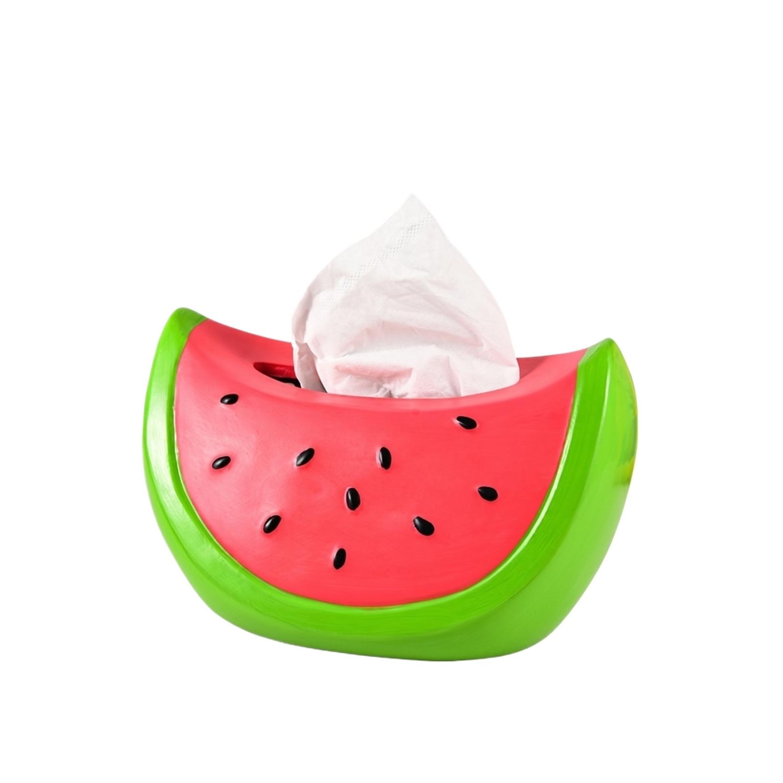 

Creative Desktop Tissue Box Holder Watermelon Shape Decorative Home Office Tabletop Napkin Dispenser Organizer for Living Room Bathroom one size