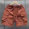 Shorts Men Handsome Work Clothes Large Pockets Elastic Waist Same Casual Five-point Pants