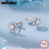 925 Sterling Silver Snowflake Jewelry Necklace Earrings Ring For Women Sparkling Cubic Zirconia 3-Piece Gift Set for Women Xmas