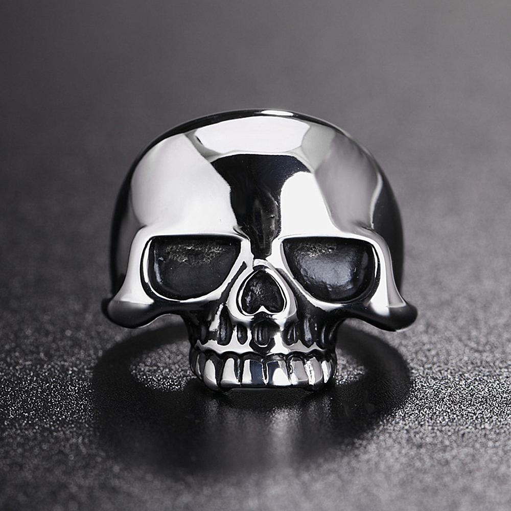 Punkiger Piraten-Totenkopfring aus hochglanzpoliertem Edelstahl für Damen und Herren – Gothic-Vintage-Totenkopfring – Modeschmuck-Geschenk