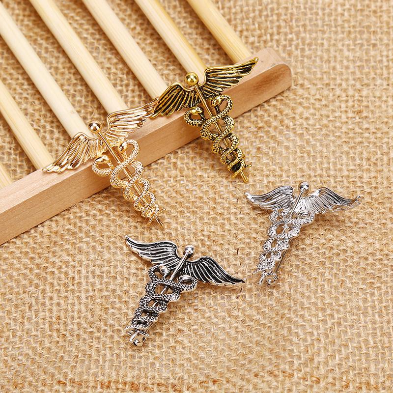 Retro Angel Wings Men Badge Pin Snake Brooches Lapel Medal Decoration