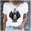 Womens Cotton  Animal Bat Print Tshirt Loose Round Neck Casual Short Sleeve Fashion Top  Clothing Summer