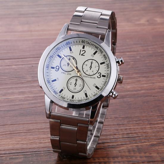 Men Dress Watch Analog Quartz Watch with Three Sub-Dials Stainless Steel Wristwatch for Husband Boyfriend Father Business Date
