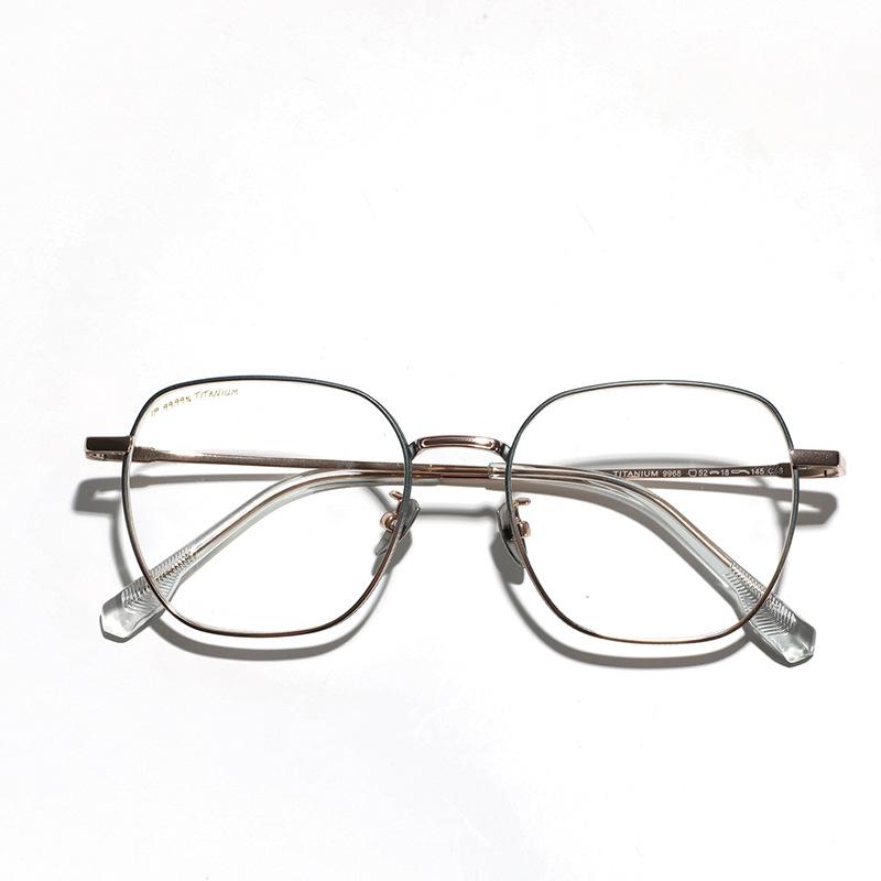 Glasses Myopia Glasses Frame Literary Square Flat Glasses Women'S Plain Glasses, Anti-Blue Light Metal Titanium Frames Men'S