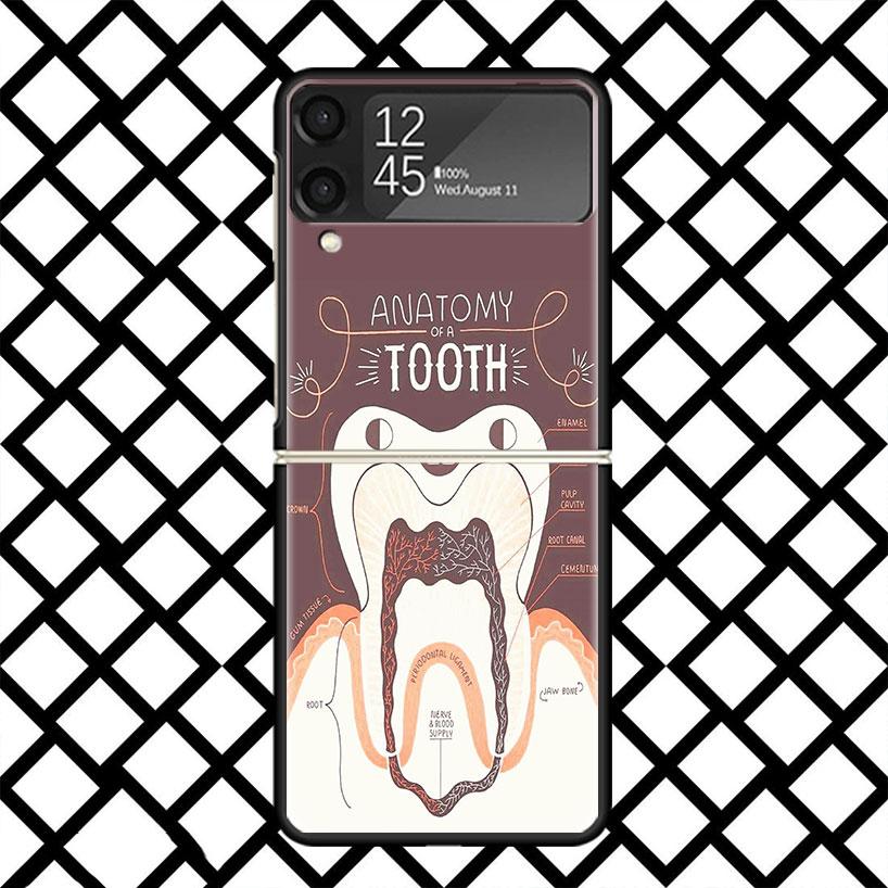 

Dentist Tooth Phone Case For Samsung Z Flip 7 6 5 4 3 Galaxy ZFLIP7 ZFlip6 5G Flip5 Flip4 Flip3 5g Black Hard Cover Samsung Z Flip