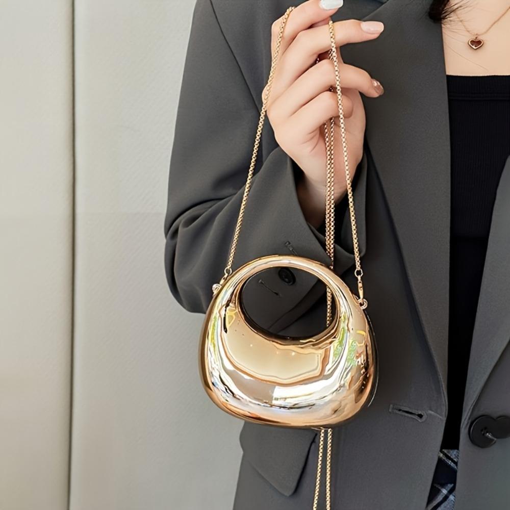 Stylish Crescent-shaped Bag, Sparkly Evening Bag, Mini Lightweight Women's Clutch, Can Be Used As a Shoulder Bag or Crossbody Bag.