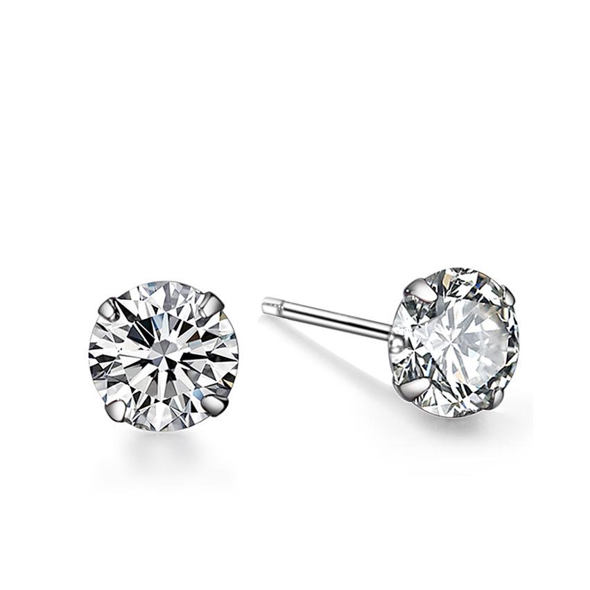 925 Sterling Silver Zircon Birthstone Earrings for Women – Simple Crystal Design