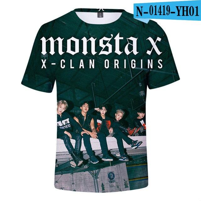 Kpop Monsta X 3d Printed T Shirt Women Men Harajuku T -Shirt K -Pop Team Member Tshirt Short Sleeve T Shirts Streetwear Clothes 