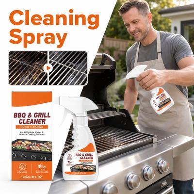 BBQ Grill Cleaner Spray for Outdoor Cooking Surfaces and Plates Effective Grease and Grime Remover Suitable for BBQ Grills and Kitchen Use 120ml