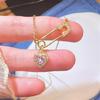 Modern Heart Pendant Necklace Chain Necklace Safety Pin Neck Jewelry Alloy Texture Suitable for Women Who Love Details