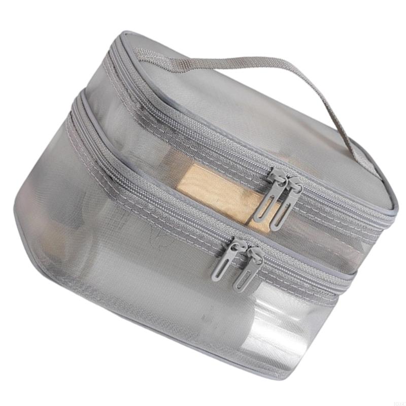 Double Layer Mesh Cosmetic Organizers Bag Durable Travel Toiletry Storage HX6C