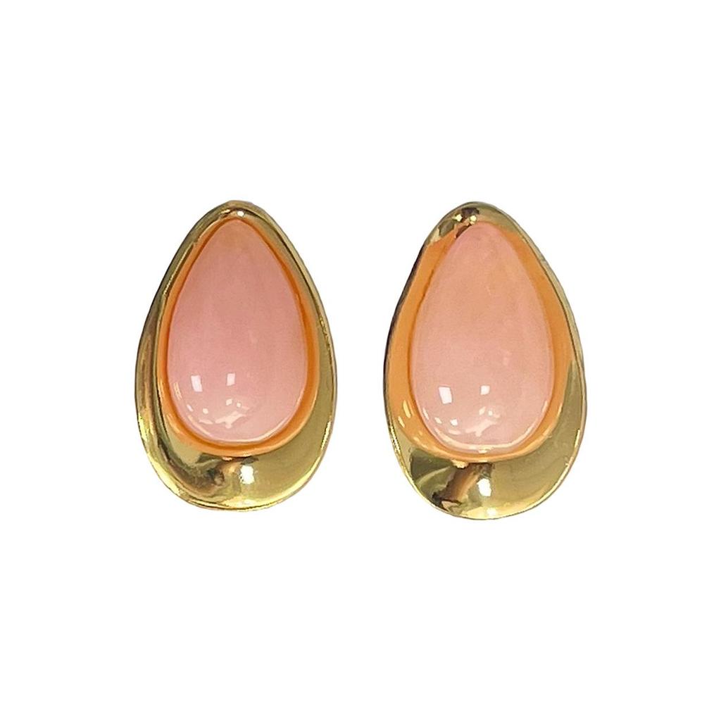 Colorful Resin Oval Teardrop Stud Earrings - Versatile Sweet Niche Design