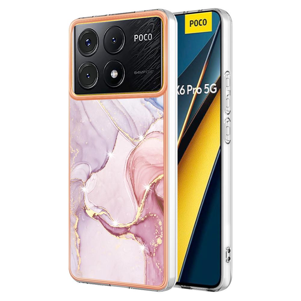 For Xiaomi Poco X6 Pro 5G/K70E 5G TPU Case with IMD Marble Pattern Electroplated Back Cover