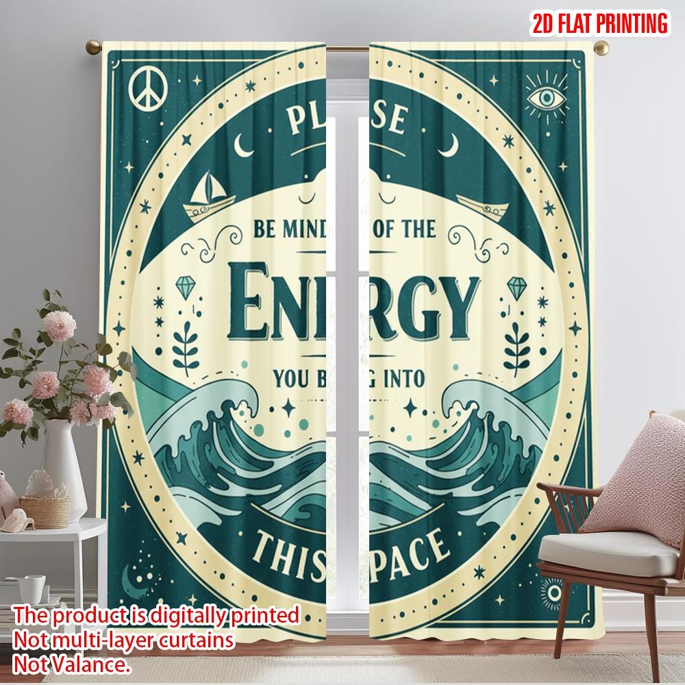 

2pcs 2D flat printing Window Curtains Peace Energy Mindful Space Flow Polyester Without Electricity Party Decorations Perfect 52.50×116.00 CM 2pcs