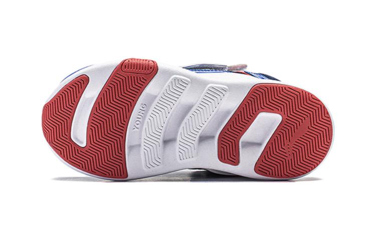 Li Ning YOUNG Synthetic Leather High top Kids' Outdoor Shoes Blue White Children Aged 3 7 Years Old YKNT150-3
