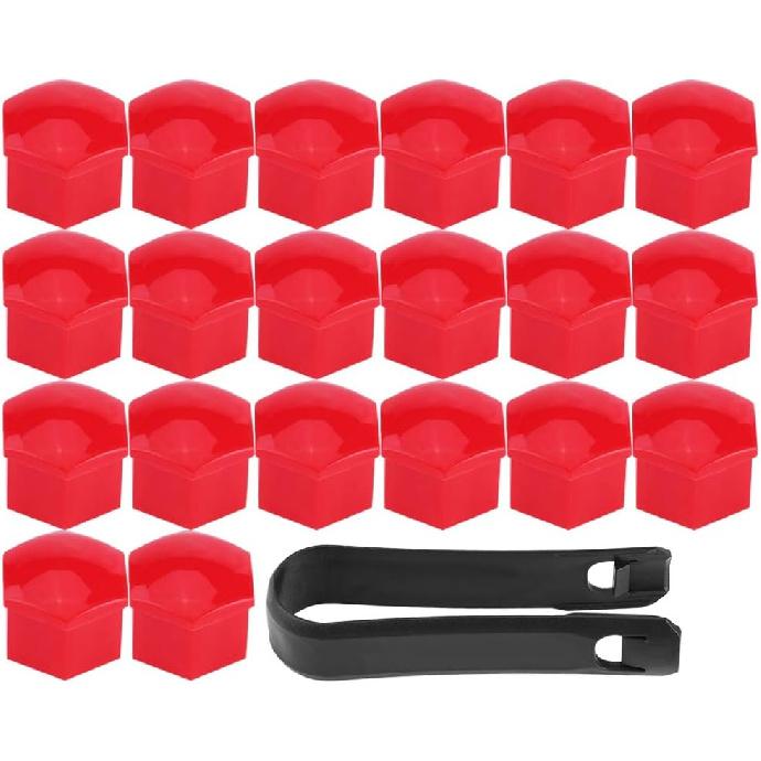 

Keenso 20Pcs 17mm Car Lug Nut Bolt Screw Cover Wheel Hub Covers Tyre Cap and Removal Tool Universal(Red)