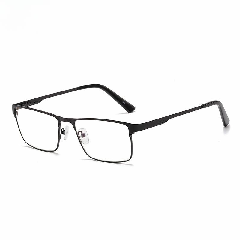 Men Square Metal Large Frame Spring Leg Myopia Glasses Classic Blue Light Blocking Elderly Protection Eyeglasses