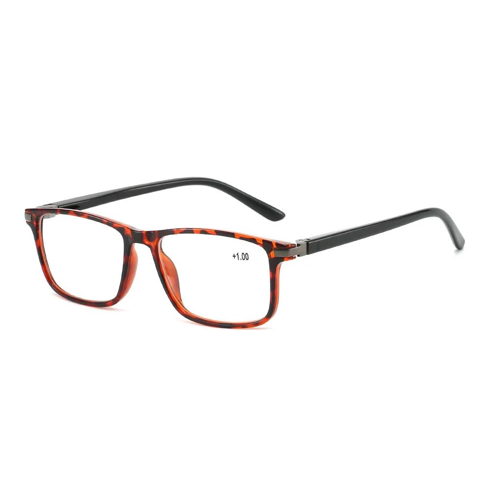 Men's and Women's New Anti-blue Light Farsighted Glasses Retro Square Frame Ultra-light High-definition Presbyopia Glasses +4.0