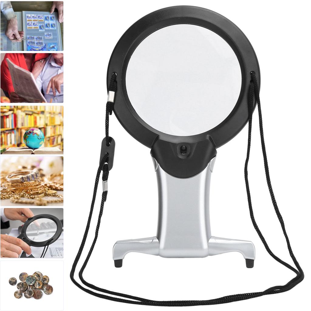 26X Dual LED Reading Magnifier Handheld Neck Wearing MultiFunction Table Working Magnifying Glass