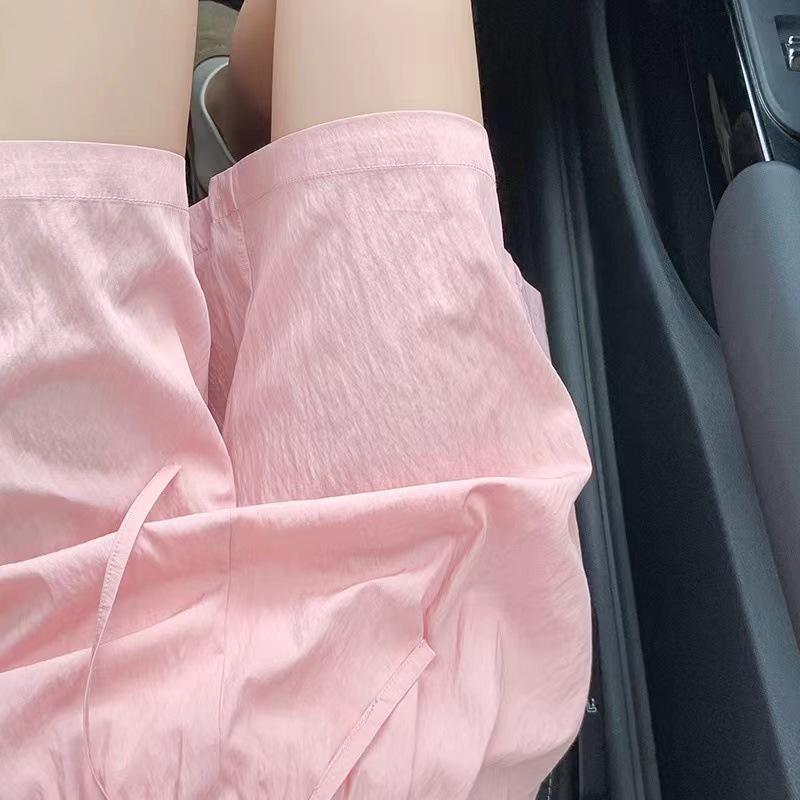 Women's High-Waist Blue Ice Silk Wide-Leg Shorts - Summer 2025 Mid-Length Casual Sportswear