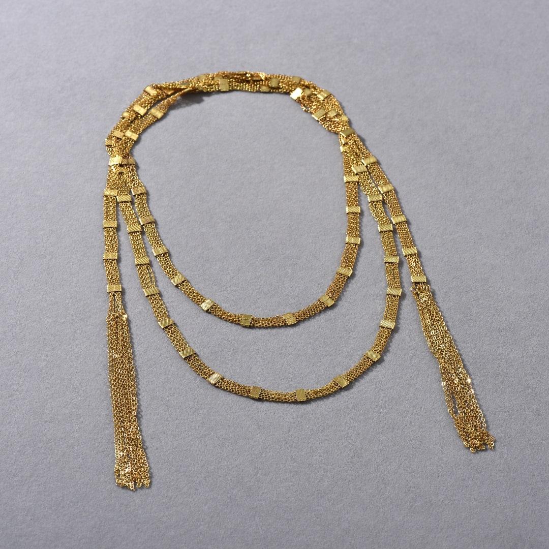 Gold Square Tassel Long Necklace Light Luxury Niche High Sense Multi-Layer Stacking Wearing Sweater Chain Necklace Neck Chain Women