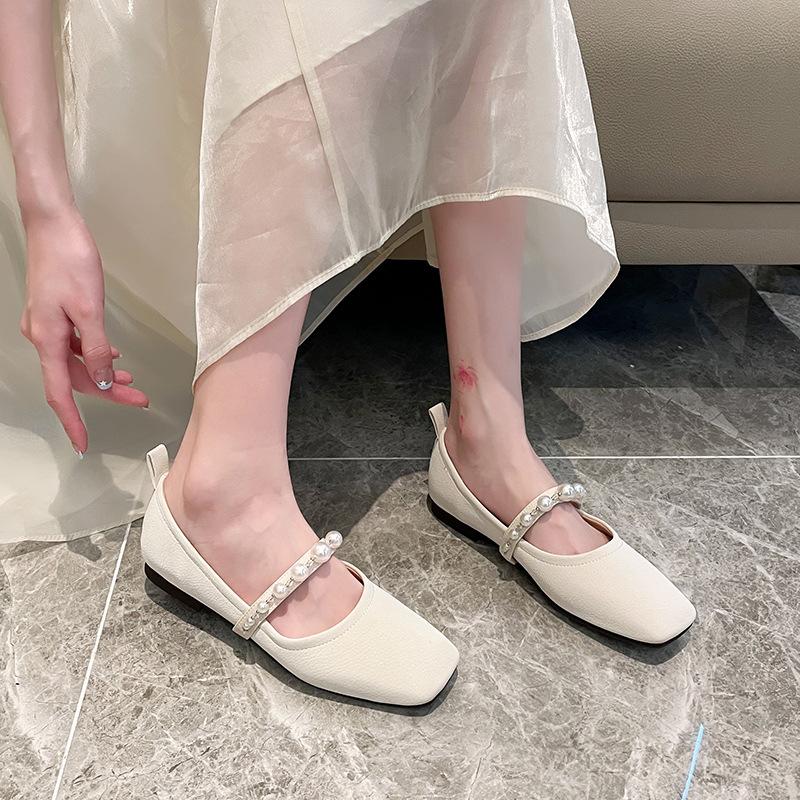 

Fashion Flat Shoes for Women Summer Mary Jane with Square Toe and Shallow Mouth Widened and Fattened Soft Top Plus Size Women s Shoes 35 абрикосовый