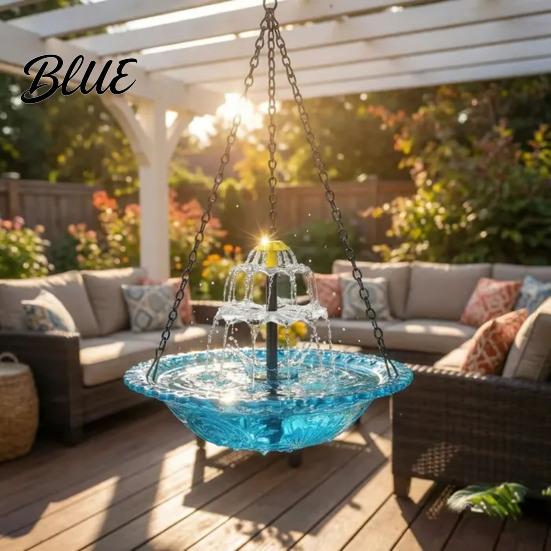 Hummingbird Bath Solar Fountain Bird Cascade Hanging Birdbath Powered Water Outdoor Shower Bowl for Garden Patio Yard Decor
