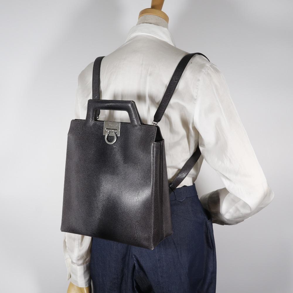 Salvatore Ferragamo Gancini Handbag DX-21 8674 3WAY gray Embossed Leather Women Used