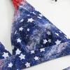 Women Flag Print Bikini Set Red Blue White Star Stripe 2 Piece Swimsuit
