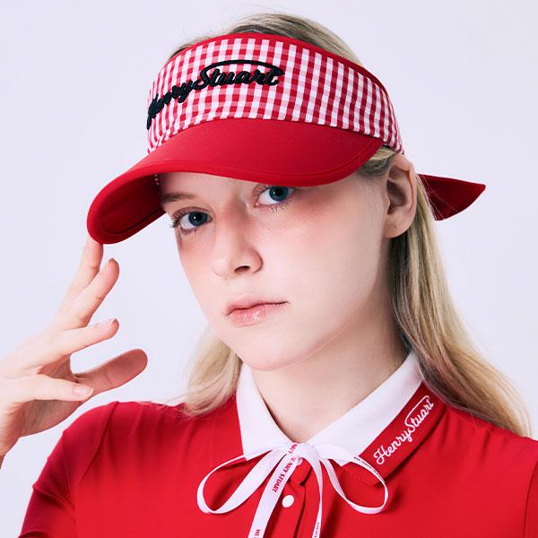 HENRY STUART Women'S Color Check Golf Sun Visor Golf Cap Red