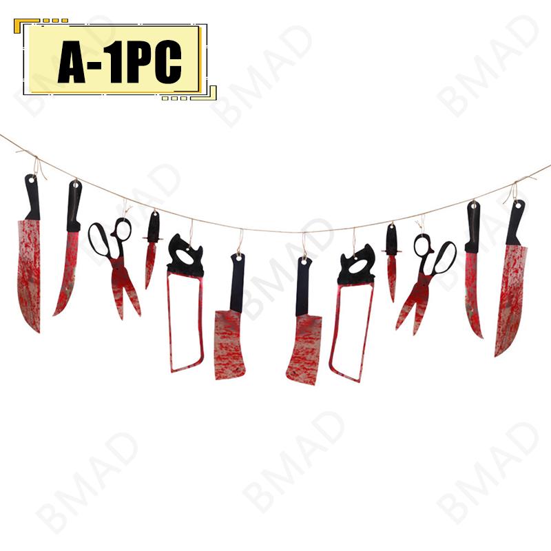 Halloweenowy Baner z Krwawym Nożem Straszna Dekoracja Wisząca Halloween Bar Klub Zombie Wampir Impreza Dekoracje Artykuły