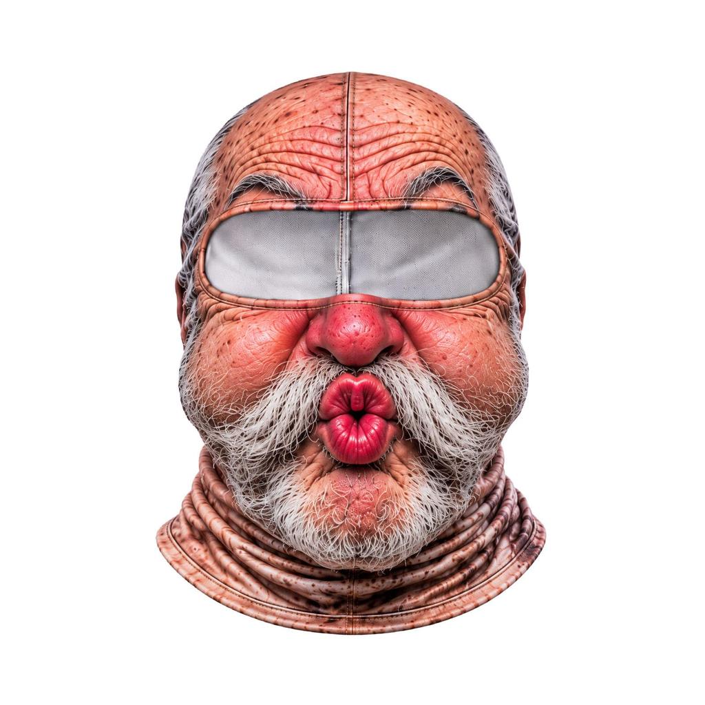 Novelty Old Man Face Ski, Winter Windproof Full Face with 3D Full Print, Sunglasses Not Included