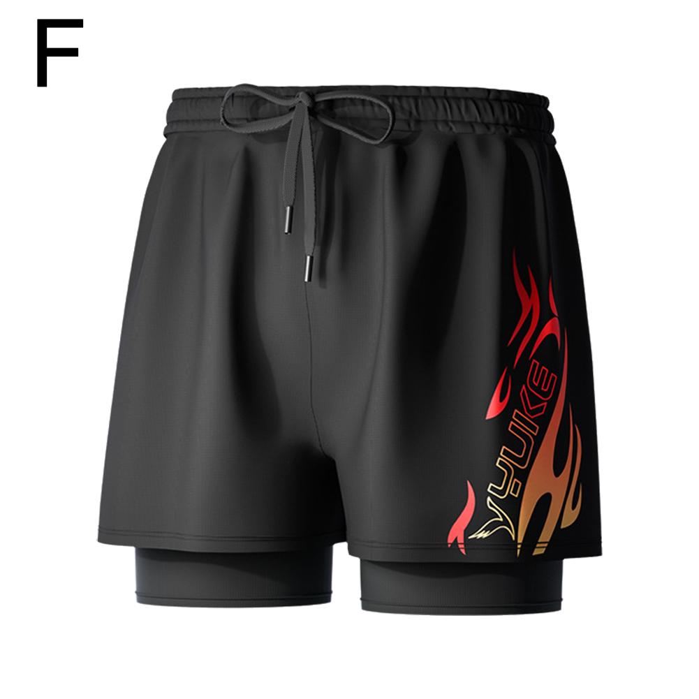Badehosen für Herren mit Kompressions-Innenhose Stretch Herren Badehose 2 in 1 Schnelltrocknend Laufen Fitnessstudio Badeshorts für Herren