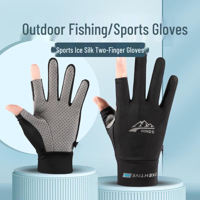 Unisex Sun Protection Ice Silk Gloves - Non-Slip, Breathable, Touchscreen-Friendly for Driving, Cycling, Fishing.