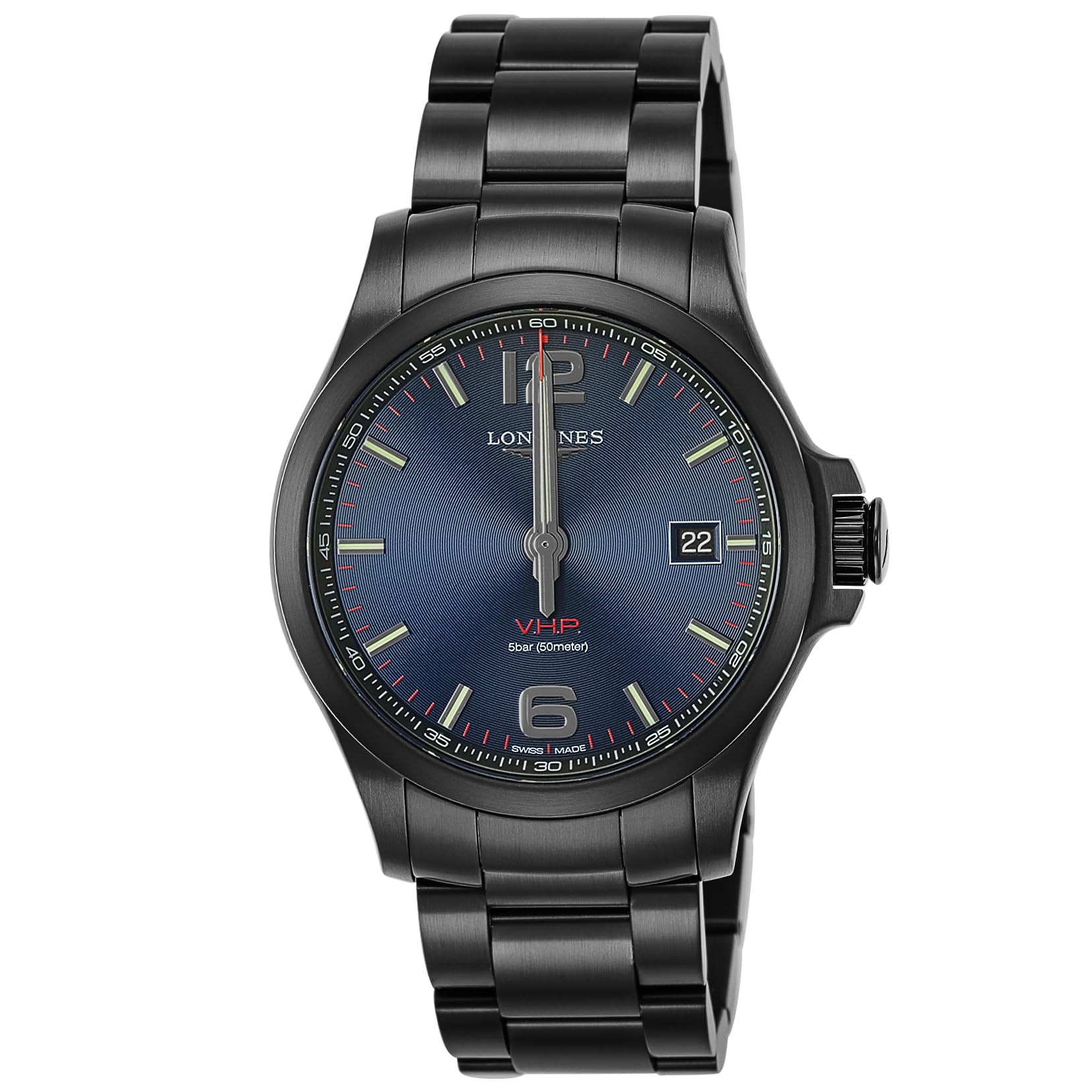 

Watch CONQUEST Conquest Quartz 5 ATM Water Resistant Sapphire Glass Blue Dial Stainless Steel Black [Longines] Men s V.H.P V.H.P L3.726.2.96.6 [Used] синій