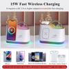 Night Light Bluetooth Speaker with Lights, 15W Wireless Charger Stand Phone Holder,Rechargeable LED Music Lamp Touch Control Color Changing Lights,