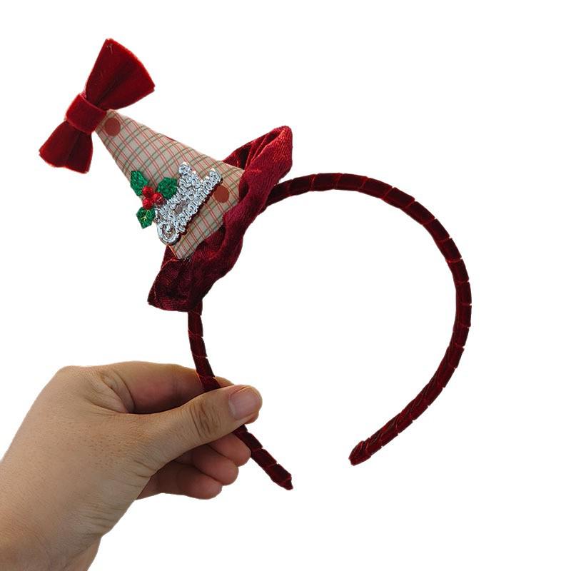 2025 Christmas Velvet Bow Tree Headband & Kids' Santa Hat Hair Clip - Fashion Accessories
