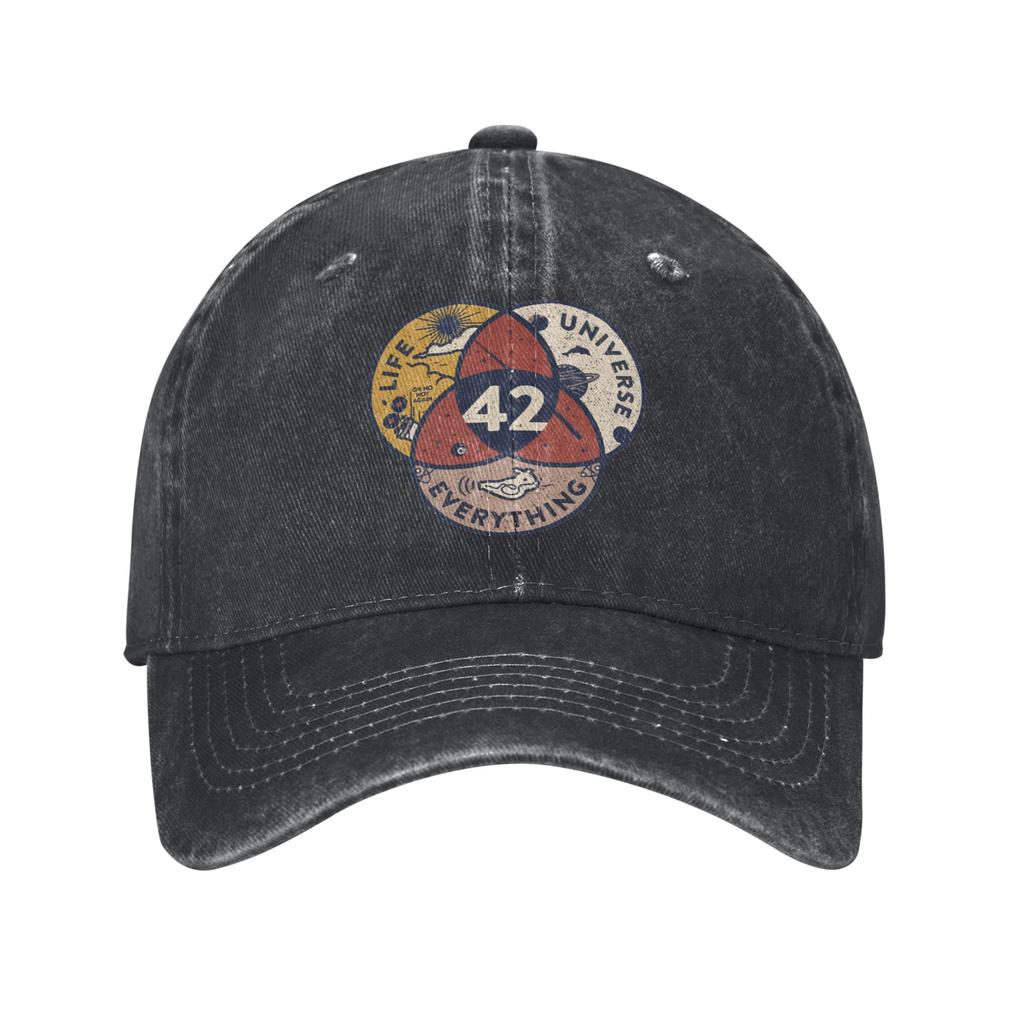 The Answer To Life The Universe And Everything Douglas Adams Unisex Baseball Caps Distressed Washed Caps Hat Retro Headwear