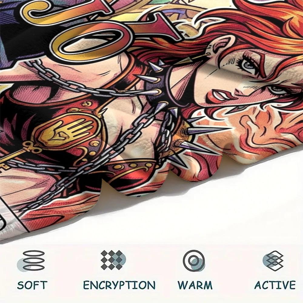 1 Stück Jojo's Bizarre Adventure Gemusterte Flanelldecke Geeignet für Alle Jahreszeiten Für Heimdekoration Wärme Und Komfort Geschenke Weihnachtsgeschenk