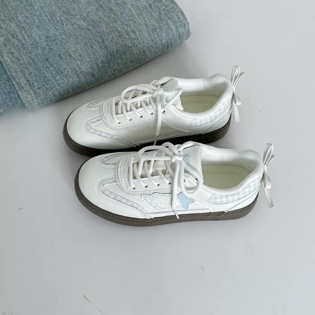 Hong Kong Style Retro Niche Moral Training Shoes Women's 2025 Star Kitten White Shoes Breathable Casual Board Shoes Dopamine Tide