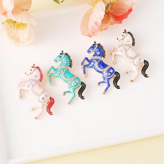 Enamel Horse Brooch Rhinestones Inlaid Horse Lapel Pin Retro Horse Brooch Pin Men Women Outfit Accessory for Clothes Hats Bags Scarves
