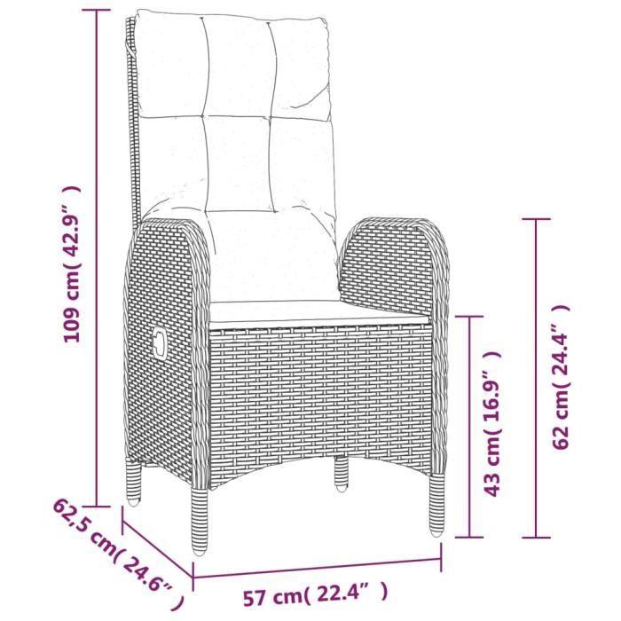 VidaXL Garden Dining Set with Cushions 3 Pcs Black 3185068