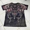 Dark Purple Street Affliction Big wing T shirt Vintage Clothing Punk Hip Hop Graphic Print Oversized tops Men Round Sleeve tee