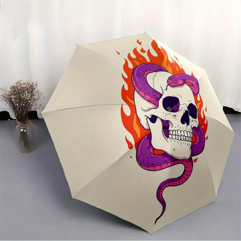 1pc Skull Snake Automatic Open/close Umbrella, 8-Rib sturdy structure, Portable Travel Umbrella, Parties, Everyday Use, 13157