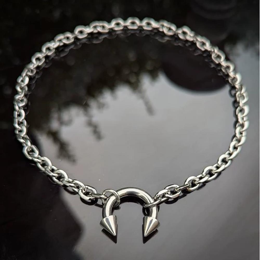 Fashionable Nose Clip Pendant Stainless Steel Necklace Nightclub Sexy Geometric Nose Clip Collarbone Necklace For Women