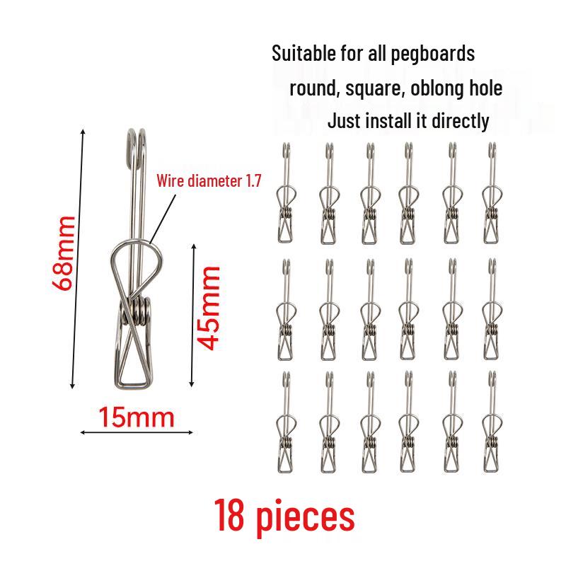 Stainless Steel Pegboard Hooks for Supermarket Shelves and Perforated Walls