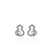 New Chinese-style hollow gourd stud earrings, pearl women's niche micro-inlaid zircon earrings, high-end earless ear clips, high-end sense