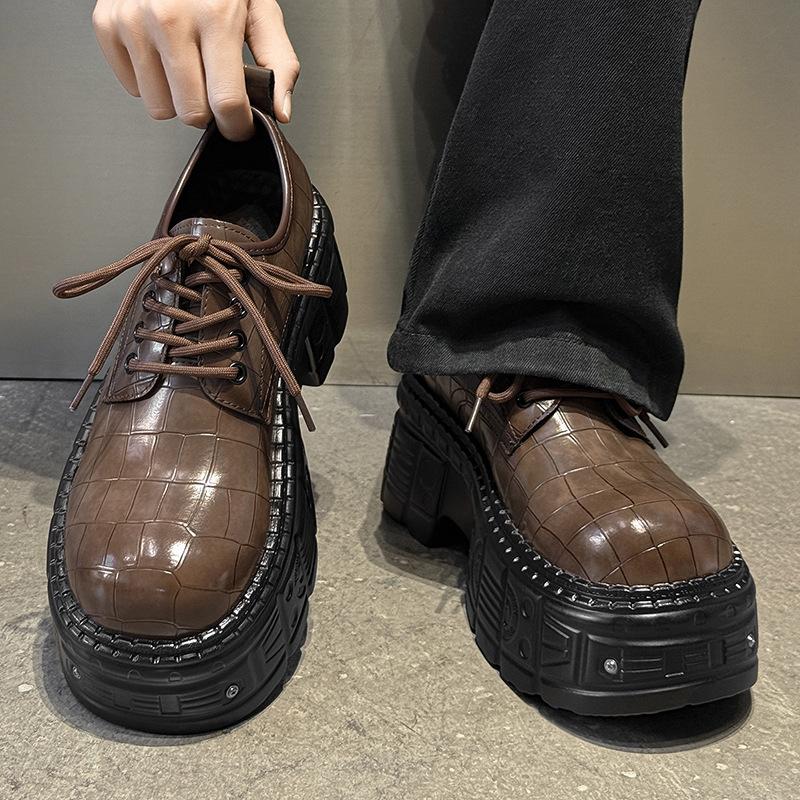2026 New Metal Derby Shoes Men's British Style Heightening Punk Platform Shoes for Men High Quality Shoes Men Leather Original
